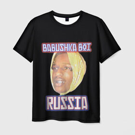 Мужская футболка 3D с принтом A$AP Rocky x SVMOSCOW Babushka в Екатеринбурге, 100% полиэфир | прямой крой, круглый вырез горловины, длина до линии бедер | Тематика изображения на принте: asap | babushka boi | rocky | svmoscow