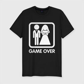 Мужская футболка премиум с принтом Game over в Екатеринбурге, 92% хлопок, 8% лайкра | приталенный силуэт, круглый вырез ворота, длина до линии бедра, короткий рукав | девушка | жена | жених | игра | муж | невеста | парень | подарок