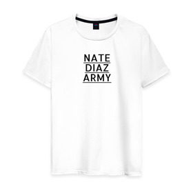 Мужская футболка хлопок с принтом NATE DIAZ ARMY в Екатеринбурге, 100% хлопок | прямой крой, круглый вырез горловины, длина до линии бедер, слегка спущенное плечо. | нейт диаз nate diaz army стиль
спорт стоктон
