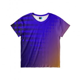 Детская футболка 3D с принтом Градиент PRO в Екатеринбурге, 100% гипоаллергенный полиэфир | прямой крой, круглый вырез горловины, длина до линии бедер, чуть спущенное плечо, ткань немного тянется | волна | волны | градиент | синий | фиолетовый