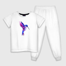 Детская пижама хлопок с принтом Колибри в Екатеринбурге, 100% хлопок |  брюки и футболка прямого кроя, без карманов, на брюках мягкая резинка на поясе и по низу штанин
 | акварель | колибри | птица | рисунок