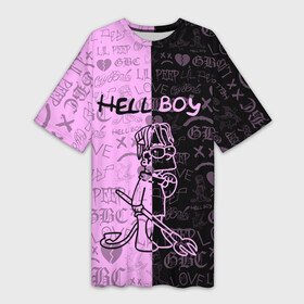 Платье-футболка 3D с принтом LIL PEEP HELL BOY в Екатеринбурге,  |  | awful things | hell boy | lil peep | lil prince | клауд | клауд рэп | лил пип | пееп. | пост эмо | реп | репер | рэп | рэпер | трэп | хип хоп | эмо трэп