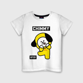 Детская футболка хлопок с принтом CHIMMY BT21 в Екатеринбурге, 100% хлопок | круглый вырез горловины, полуприлегающий силуэт, длина до линии бедер | bt21 | bts | chimmy | cooky | koya | love yourself. | mang | rj | shooky | tata | бт21 | бтс