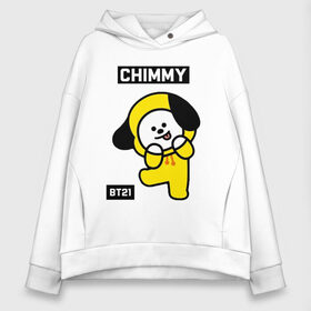 Женское худи Oversize хлопок с принтом CHIMMY BT21 в Екатеринбурге, френч-терри — 70% хлопок, 30% полиэстер. Мягкий теплый начес внутри —100% хлопок | боковые карманы, эластичные манжеты и нижняя кромка, капюшон на магнитной кнопке | bt21 | bts | chimmy | cooky | koya | love yourself. | mang | rj | shooky | tata | бт21 | бтс