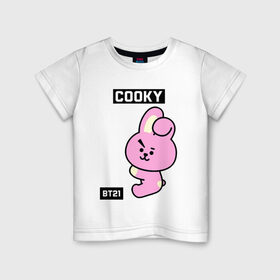 Детская футболка хлопок с принтом COOKY BT21 в Екатеринбурге, 100% хлопок | круглый вырез горловины, полуприлегающий силуэт, длина до линии бедер | bt21 | bts | chimmy | cooky | koya | love yourself. | mang | rj | shooky | tata | бт21 | бтс