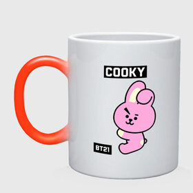 Кружка хамелеон с принтом COOKY BT21 в Екатеринбурге, керамика | меняет цвет при нагревании, емкость 330 мл | Тематика изображения на принте: bt21 | bts | chimmy | cooky | koya | love yourself. | mang | rj | shooky | tata | бт21 | бтс