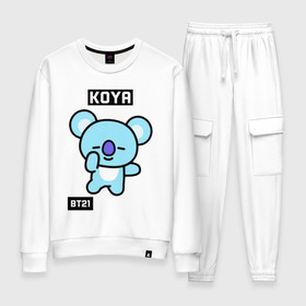 Женский костюм хлопок с принтом KOYA BT21 в Екатеринбурге, 100% хлопок | на свитшоте круглая горловина, мягкая резинка по низу. Брюки заужены к низу, на них два вида карманов: два 