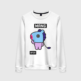 Женский свитшот хлопок с принтом MANG BT21 в Екатеринбурге, 100% хлопок | прямой крой, круглый вырез, на манжетах и по низу широкая трикотажная резинка  | bt21 | bts | chimmy | cooky | koya | love yourself. | mang | rj | shooky | tata | бт21 | бтс