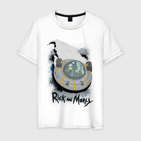 Мужская футболка хлопок с принтом Rick & Morty Ship в Екатеринбурге, 100% хлопок | прямой крой, круглый вырез горловины, длина до линии бедер, слегка спущенное плечо. | rickmortyship2 | ship | vdpartat