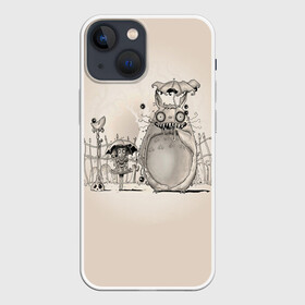 Чехол для iPhone 13 mini с принтом My Neighbor Totoro забор в Екатеринбурге,  |  | anime | hayao miyazaki | japanese | meme | miyazaki | piano | studio ghibli | tokyo | totoro | гибли | котобус | мой | мэй | сацуки | сосед | сусуватари | тонари | тоторо | хаяо миядзаки