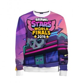 Детский свитшот 3D с принтом Brawl Stars World Finals 2019 в Екатеринбурге, 100% полиэстер | свободная посадка, прямой крой, мягкая тканевая резинка на рукавах и понизу свитшота | brawl | bs | clash line | fails | funny | leon | moments | stars | supercell | tick | бой | босс | бравл | броубол | бс | драка | звезд | осада | поззи | сейф | старс | цель