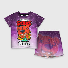 Детский костюм с шортами 3D с принтом BRAWL STARS NITA в Екатеринбурге,  |  | brawl stars | brawl stars nita | brawler | nita | бравл старз | бравлер | нита