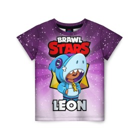 Детская футболка 3D с принтом BRAWL STARS LEON в Екатеринбурге, 100% гипоаллергенный полиэфир | прямой крой, круглый вырез горловины, длина до линии бедер, чуть спущенное плечо, ткань немного тянется | brawl stars | brawl stars leon | brawler | leon | бравл старз | бравлер | леон
