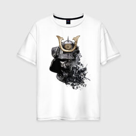 Женская футболка хлопок Oversize с принтом Samurai в Екатеринбурге, 100% хлопок | свободный крой, круглый ворот, спущенный рукав, длина до линии бедер
 | samurai | warrior | воин | самурай