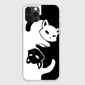 Чехол для iPhone 12 Pro Max с принтом ДВА КОТА КУВЫРКАЮТСЯ в Екатеринбурге, Силикон |  | black white | два кота кувыркаются | животные | котики | коты | черно белое
