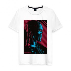 Мужская футболка хлопок с принтом Terminator в Екатеринбурге, 100% хлопок | прямой крой, круглый вырез горловины, длина до линии бедер, слегка спущенное плечо. | 