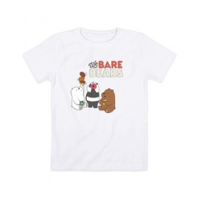 Детская футболка хлопок с принтом baby Bears в Екатеринбурге, 100% хлопок | круглый вырез горловины, полуприлегающий силуэт, длина до линии бедер | baby bears | bare bears | dsgngerzen | grizz | isebear | panpan | vdgerir