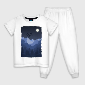 Детская пижама хлопок с принтом Ночной Дракон в Екатеринбурге, 100% хлопок |  брюки и футболка прямого кроя, без карманов, на брюках мягкая резинка на поясе и по низу штанин
 | горы | деревья | дракон | картина | лес | луна | ночь | рисунок