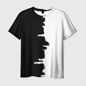 Мужская футболка 3D с принтом Черным по белому в Екатеринбурге, 100% полиэфир | прямой крой, круглый вырез горловины, длина до линии бедер | black | white | белый | инь | чб | черный | янь