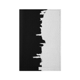 Обложка для паспорта матовая кожа с принтом Черным по белому в Екатеринбурге, натуральная матовая кожа | размер 19,3 х 13,7 см; прозрачные пластиковые крепления | black | white | белый | инь | чб | черный | янь