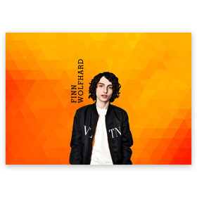 Поздравительная открытка с принтом finn wolfhard в Екатеринбурге, 100% бумага | плотность бумаги 280 г/м2, матовая, на обратной стороне линовка и место для марки
 | Тематика изображения на принте: finn wolfhard | очень странные дела | финн вулфард