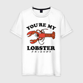 Мужская футболка хлопок с принтом You`re my Lobster в Екатеринбурге, 100% хлопок | прямой крой, круглый вырез горловины, длина до линии бедер, слегка спущенное плечо. | chandler | friends | joe | joseph | lobster | monica | phoebe | pivot | rachel | ross | дженнифер | джо | джозеф | друзья | моника | росс | рэйчел | сериал friends | сериал друзья | фиби | чендлер