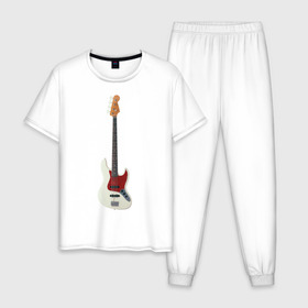 Мужская пижама хлопок с принтом Бас-гитара в Екатеринбурге, 100% хлопок | брюки и футболка прямого кроя, без карманов, на брюках мягкая резинка на поясе и по низу штанин
 | бас гитара | музыкальный инструмент