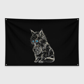 Флаг-баннер с принтом Пушистый котёнок в Екатеринбурге, 100% полиэстер | размер 67 х 109 см, плотность ткани — 95 г/м2; по краям флага есть четыре люверса для крепления | животные | зверёк | кот | котёнок | милашка | няшка | счастье