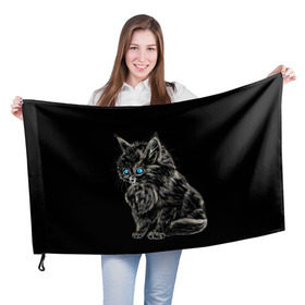Флаг 3D с принтом Пушистый котёнок в Екатеринбурге, 100% полиэстер | плотность ткани — 95 г/м2, размер — 67 х 109 см. Принт наносится с одной стороны | животные | зверёк | кот | котёнок | милашка | няшка | счастье
