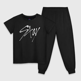 Детская пижама хлопок с принтом Stay - Stray Kids в Екатеринбурге, 100% хлопок |  брюки и футболка прямого кроя, без карманов, на брюках мягкая резинка на поясе и по низу штанин
 | 