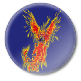 Значок с принтом Феникс в Екатеринбурге,  металл | круглая форма, металлическая застежка в виде булавки | Тематика изображения на принте: горящий | летит | огонь | пар хает | пламя | птица | пылает | пылающий | феникс