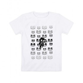 Детская футболка хлопок с принтом FORTNITE X MARSHMELLO в Екатеринбурге, 100% хлопок | круглый вырез горловины, полуприлегающий силуэт, длина до линии бедер | fortnite | games | marshmello | игры | фортнайт