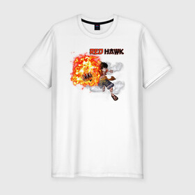 Мужская футболка хлопок Slim с принтом Luffy Red Hawk в Екатеринбурге, 92% хлопок, 8% лайкра | приталенный силуэт, круглый вырез ворота, длина до линии бедра, короткий рукав | luffy | onepiece | redhawk