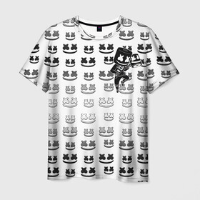Мужская футболка 3D с принтом FORTNITE X MARSHMELLO в Екатеринбурге, 100% полиэфир | прямой крой, круглый вырез горловины, длина до линии бедер | fortnite | games | marshmello | игры | маршмелло | фортнайт