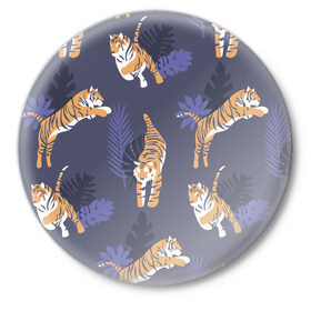 Значок с принтом Тигриный прайд в Екатеринбурге,  металл | круглая форма, металлическая застежка в виде булавки | lion | tiger | гепард | дикие кошки | животные | кот | кошки | лев | пантера | тигр | тигры