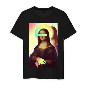 Мужская футболка хлопок с принтом Mona Lisa в Екатеринбурге, 100% хлопок | прямой крой, круглый вырез горловины, длина до линии бедер, слегка спущенное плечо. | 