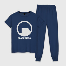 Женская пижама хлопок с принтом Black Mesa в Екатеринбурге, 100% хлопок | брюки и футболка прямого кроя, без карманов, на брюках мягкая резинка на поясе и по низу штанин | alyx | black mesa | half life | half life 2 | халф лайф