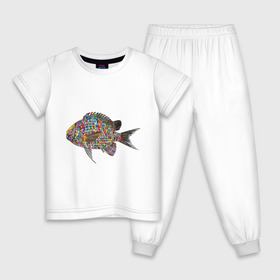 Детская пижама хлопок с принтом Бейболка Рыбка золотая в Екатеринбурге, 100% хлопок |  брюки и футболка прямого кроя, без карманов, на брюках мягкая резинка на поясе и по низу штанин
 | Тематика изображения на принте: 
