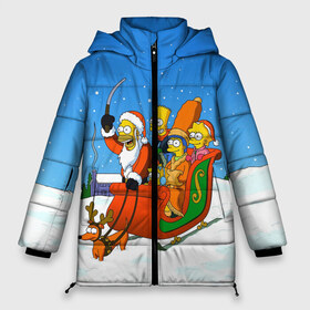 Женская зимняя куртка 3D с принтом Simpsons New Year в Екатеринбурге, верх — 100% полиэстер; подкладка — 100% полиэстер; утеплитель — 100% полиэстер | длина ниже бедра, силуэт Оверсайз. Есть воротник-стойка, отстегивающийся капюшон и ветрозащитная планка. 

Боковые карманы с листочкой на кнопках и внутренний карман на молнии | Тематика изображения на принте: bart | christmas | family | homer | lisa | maggie | marge | new | santa | simpson | simpsons | snow | thesimpsons | xmas | year | барт | гомер | лиза | мардж | мегги | санта | семья | симпсоны