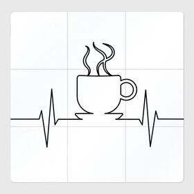 Магнитный плакат 3Х3 с принтом Чашечку кофе? в Екатеринбурге, Полимерный материал с магнитным слоем | 9 деталей размером 9*9 см | бариста | бармен | вкус | кардиограмма | кофе | кофеман | напиток | подача | профессия | хобби | чашка