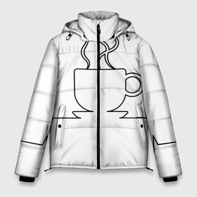 Мужская зимняя куртка 3D с принтом Чашечку кофе? в Екатеринбурге, верх — 100% полиэстер; подкладка — 100% полиэстер; утеплитель — 100% полиэстер | длина ниже бедра, свободный силуэт Оверсайз. Есть воротник-стойка, отстегивающийся капюшон и ветрозащитная планка. 

Боковые карманы с листочкой на кнопках и внутренний карман на молнии. | Тематика изображения на принте: бариста | бармен | вкус | кардиограмма | кофе | кофеман | напиток | подача | профессия | хобби | чашка