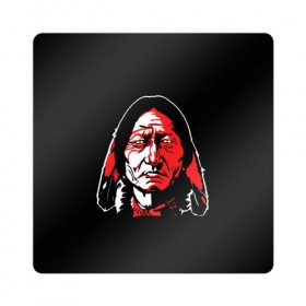 Магнит виниловый Квадрат с принтом Cherokee в Екатеринбурге, полимерный материал с магнитным слоем | размер 9*9 см, закругленные углы | cherokee | indian | indians face | индеец | лицо индейца