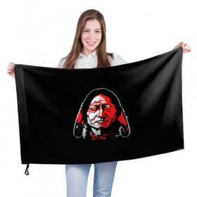 Флаг 3D с принтом Cherokee в Екатеринбурге, 100% полиэстер | плотность ткани — 95 г/м2, размер — 67 х 109 см. Принт наносится с одной стороны | cherokee | indian | indians face | индеец | лицо индейца