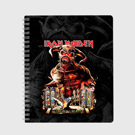 Тетрадь с принтом Iron Maiden в Екатеринбурге, 100% бумага | 48 листов, плотность листов — 60 г/м2, плотность картонной обложки — 250 г/м2. Листы скреплены сбоку удобной пружинной спиралью. Уголки страниц и обложки скругленные. Цвет линий — светло-серый
 | heavy metal | iron maiden | metal | айрон мейден | группы | метал | музыка | рок | хеви метал