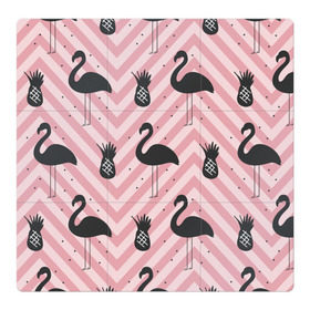 Магнитный плакат 3Х3 с принтом Черный фламинго в Екатеринбурге, Полимерный материал с магнитным слоем | 9 деталей размером 9*9 см | animal | bird | flamingo | pink | pnik flamingo | животные | птицы | розовый | розовый фламинго | фламинго