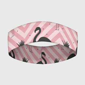 Повязка на голову 3D с принтом Черный фламинго в Екатеринбурге,  |  | animal | bird | flamingo | pink | pnik flamingo | животные | птицы | розовый | розовый фламинго | фламинго