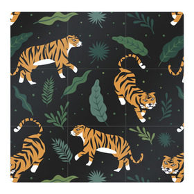 Магнитный плакат 3Х3 с принтом Тропический тигр в Екатеринбурге, Полимерный материал с магнитным слоем | 9 деталей размером 9*9 см | tiger | гепард | дикие кошки | животные | кот | кошки | пантера | тигр | тигры