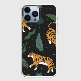 Чехол для iPhone 13 Pro Max с принтом Тропический тигр в Екатеринбурге,  |  | Тематика изображения на принте: tiger | гепард | дикие кошки | животные | кот | кошки | пантера | тигр | тигры