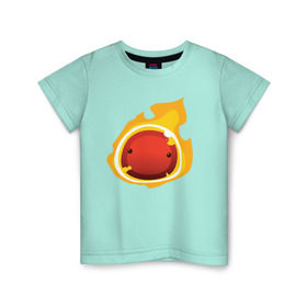 Детская футболка хлопок с принтом Огненный слайм-мини версия в Екатеринбурге, 100% хлопок | круглый вырез горловины, полуприлегающий силуэт, длина до линии бедер | slime rancher