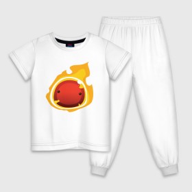 Детская пижама хлопок с принтом Огненный слайм-мини версия в Екатеринбурге, 100% хлопок |  брюки и футболка прямого кроя, без карманов, на брюках мягкая резинка на поясе и по низу штанин
 | slime rancher